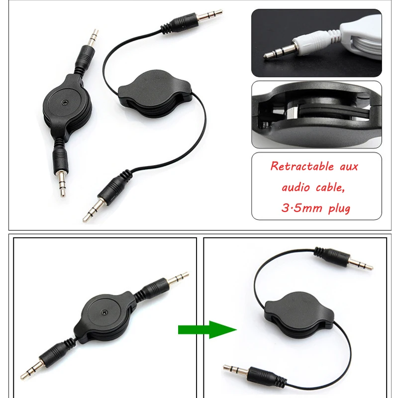 Я ключ купить 1 шт. Высокое качество Выдвижной Aux линия 3,5 мм автомобиля Aux аудио кабель, набор, автомобильные инструменты для MP3 75 мм автомобиль-Средства для укладки волос черный