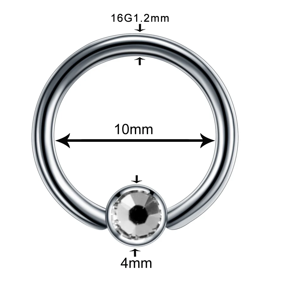 1 шт. 16 г титана драгоценный камень шар закрытие пленное кольцо обруч BCR кристалл губы нос Daith спираль ухо для трагуса септума кольцо CBR пирсинг ювелирные изделия - Окраска металла: Style4 1.2x10x4mm