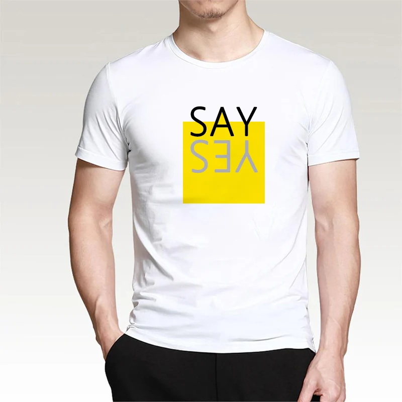 Летняя новая модная футболка с коротким рукавом и принтом SAY YES, трендовая футболка с коротким рукавом HY1MC41