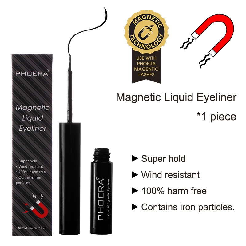 

PHOERA Magnetic Eyeliner Liquid Easy To Wear Fast Drying Sweat-proof Longlasting Waterproof Eyeliner for Magnets Eyelashes TSLM2