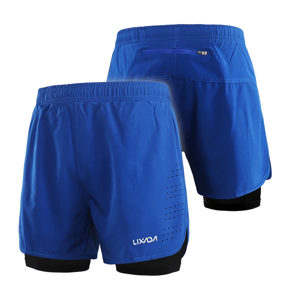 Мужские спортивные шорты Lixada для бега, быстросохнущие, дышащие, для активных тренировок, пробежек, велоспорта, 2 в 1, с более длинной подкладкой