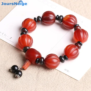 

Wholesale Scrub Red Natural Crystal Bracelets Pumpkin Buddha Bead Lucky for Men Women Tibetan Style Hand String Crystal Jewelry