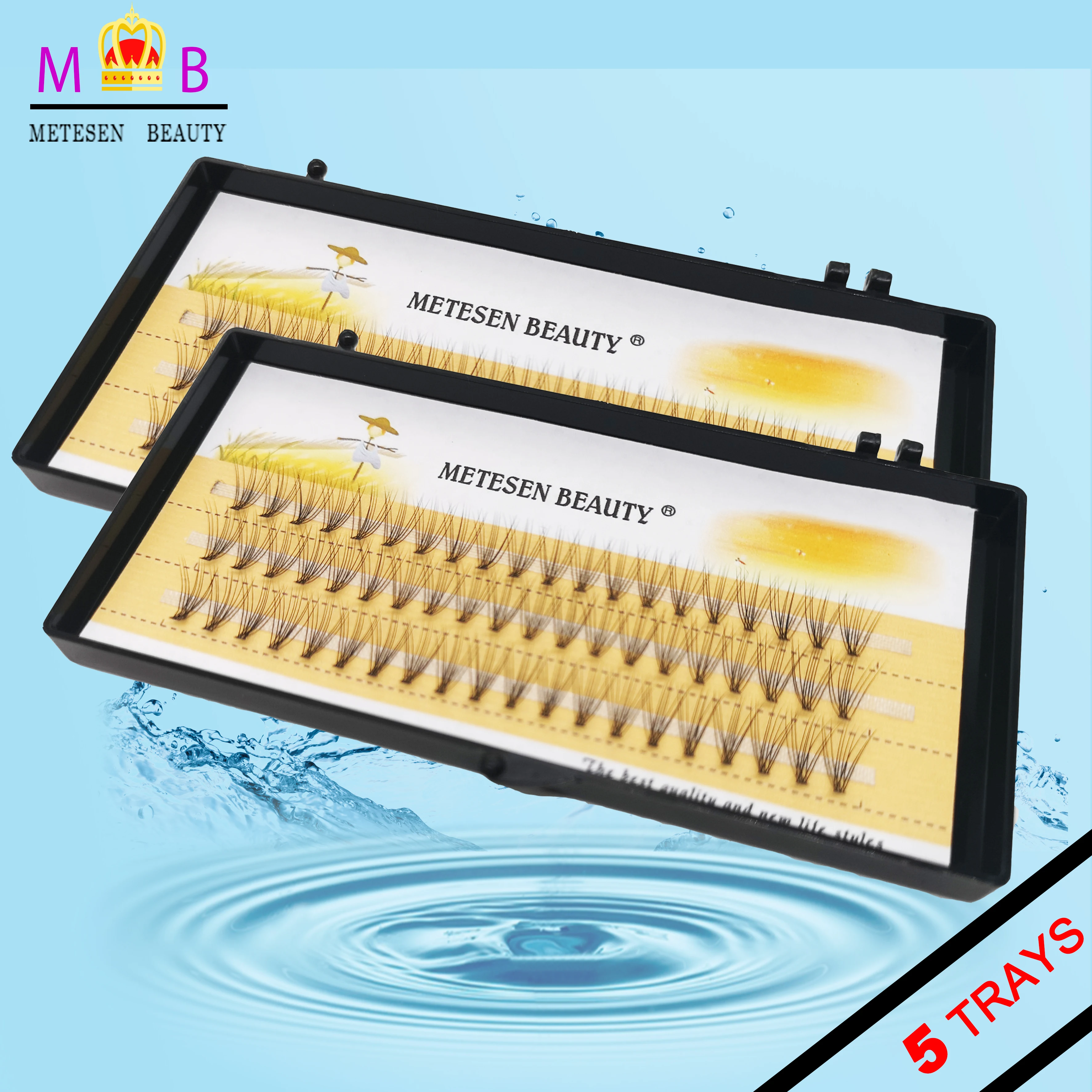 

METESEN BEAUTY long cluster mink individual lashes bulk matte faux mink 10D pre made volume fans lashes 60 bundles/boxes