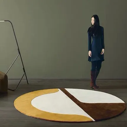 Простой современный круглый ковер журнальный столик спальня подвесной синий пол коврик компьютерный стул прикроватный коврик для комнаты