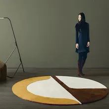 Простой современный круглый ковер журнальный столик спальня подвесной синий пол коврик компьютерный стул прикроватный коврик для комнаты