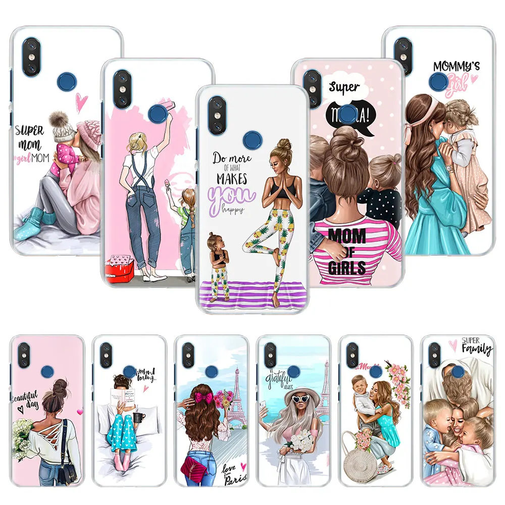 

Baby Mom Girl Phone Case coque for Xiaomi Mi 9 8 A1 A2 Lite Redmi 5 5A 6 6A 6Pro Note 5 6 7 Pro Hard back case