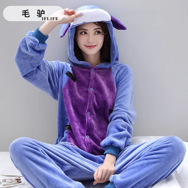 Взрослое животное пижамы Kigurumi Burro комплект комбинезон на молнии зимний унисекс мультфильм пижамы