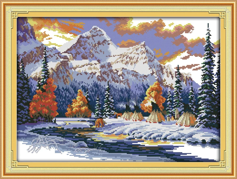 

The snow of winter counted printed on fabric DMC 14CT 11CT Cross Stitch kitsembroidery needlework Sets Home Decor