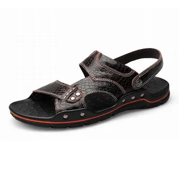 

Men Slippers Luxury Brand Flip Flops Slippers Crocodile Genuine Leather Summer Slip On Beach Shoes High Quality Sandaler