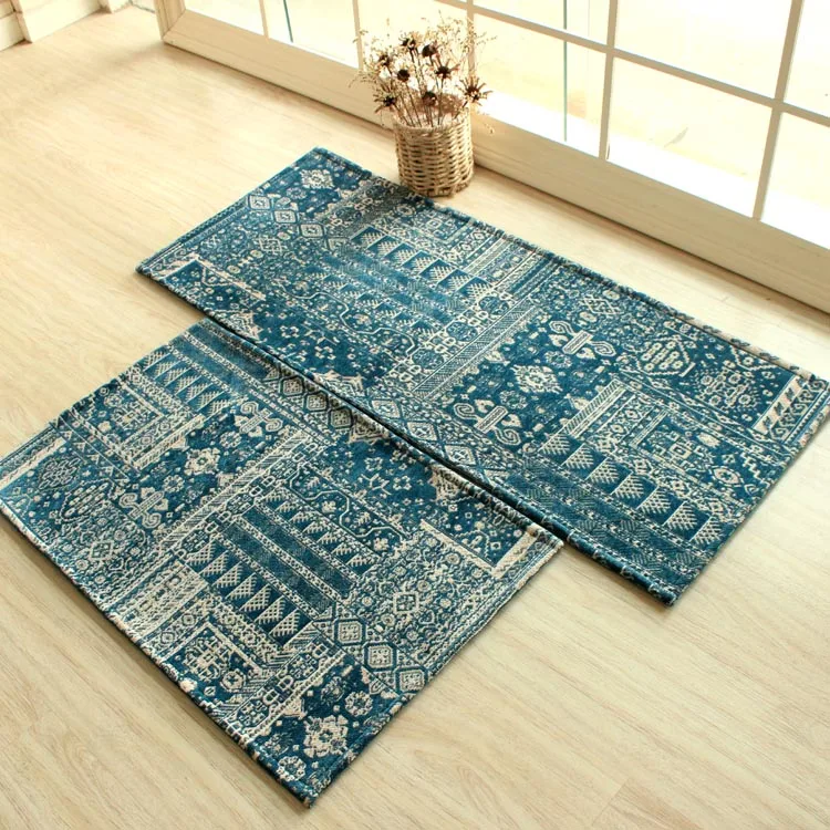 

WINLIFE Blue Modern Simplicity Kitchen Mat Home Entrance Hallway Doormat Anti-Slip Bathroom Carpet Balcony Sliding Door Area Rug