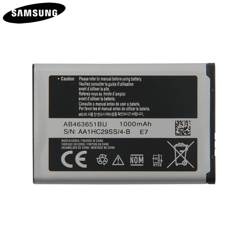 Батарея AB463651BU для samsung S5630C C3782 S5560 C3370 C3518 J800 J808 F339 S5296 L700 W559 S5628 B3410 L708E SGH-L700