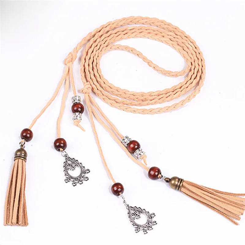 Women Fashion Folk-Custom Tassel Braided Pendant Waist Dress Belt Waistband for women Fashion Accessory 40FE0614