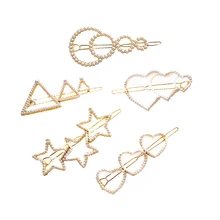 5 шт. заколки для волос треугольные полые в форме сердца Искусственный жемчуг Круглые заколки для волос Заколки для женщин и девушек