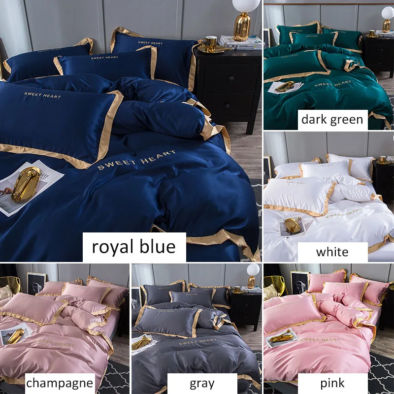 

1 set of bedding sets European style soft polyester/cotton sheets bedding quilt cover textiles available in 6 colors