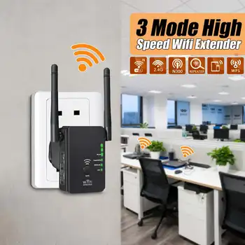 

LEORY 2.4G 300Mbps High Power Wireless Router Wifi Repeater Booster Extender 2x5dBi Antennas 2.4G/5GHz 128MB Dual Bands APP