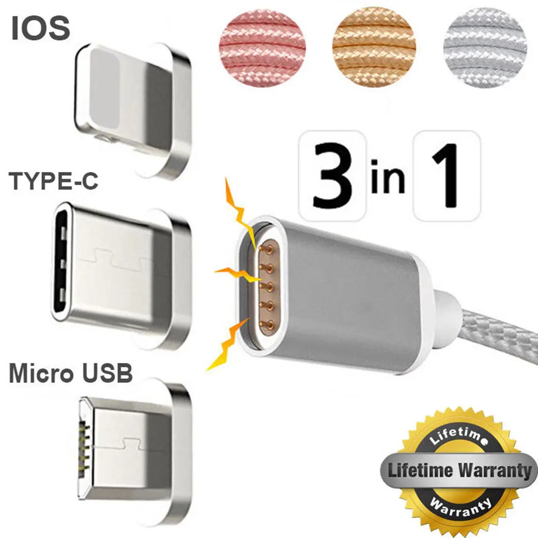 

Magnetic Charger USB Cable For iPhone Micro USB Type C Mobile Phone Cable 2.4A Fast Charging Magnet Charger USB Wire Cord