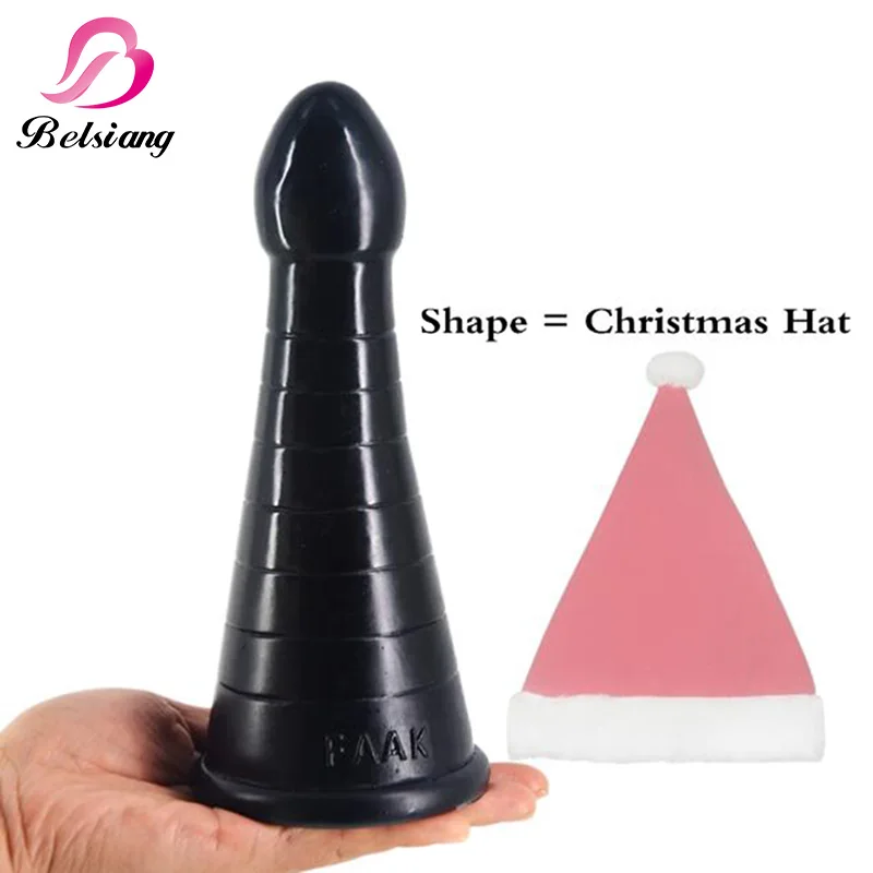 Belsiang Big Anal Plug Christmas Hat Large font b Dildo b font Butt Plug Expanding Anal