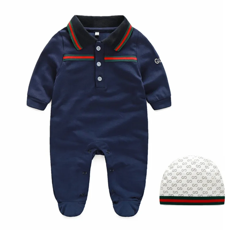 

Spring And Autumn Solid Color White And Dark Blue Short Sleeve Lapel Cotton Jumpsuit Climbing Boys And Girls Cotton Set Jumpsuit