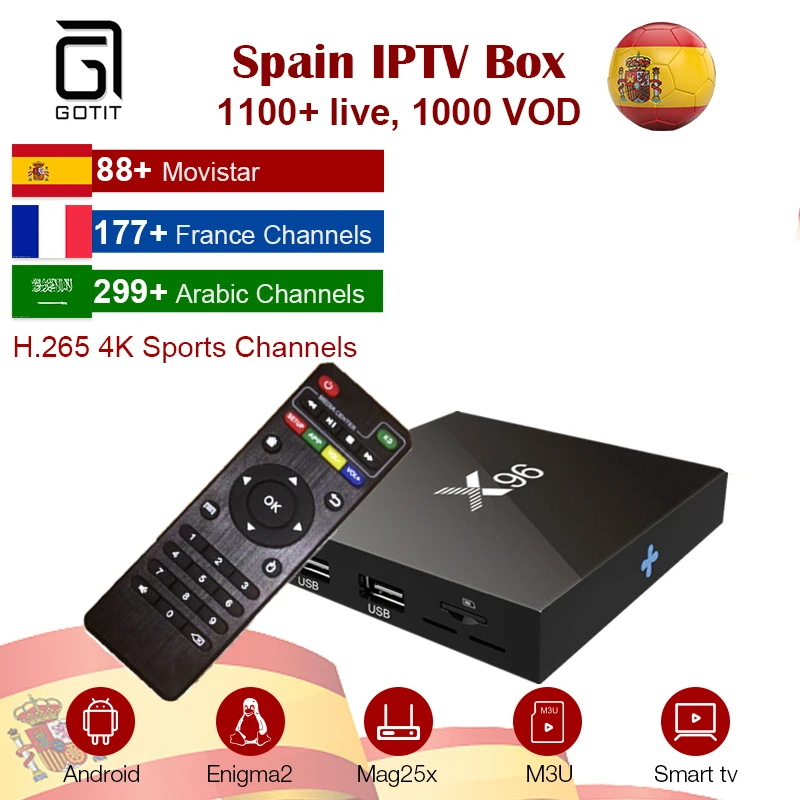 Spain IPTV X96 Android 6.0 TV Box French Spanish Arabic IPTV Box with