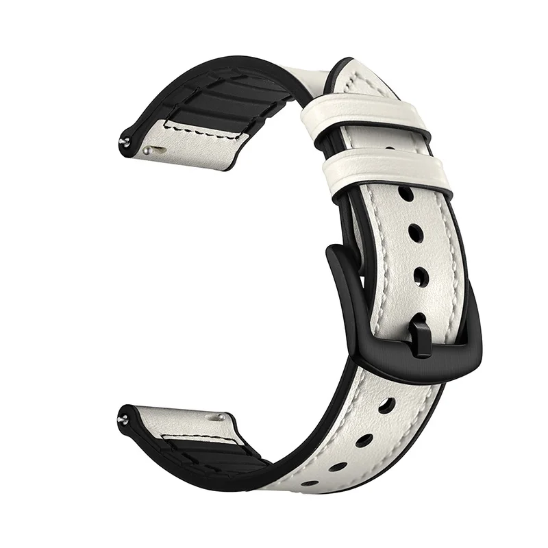 Ремешок для умных часов для Amazfit bip GTS ticwatch E 2 20 мм, кожаный силиконовый браслет, аксессуары SIKAI - Цвет: white