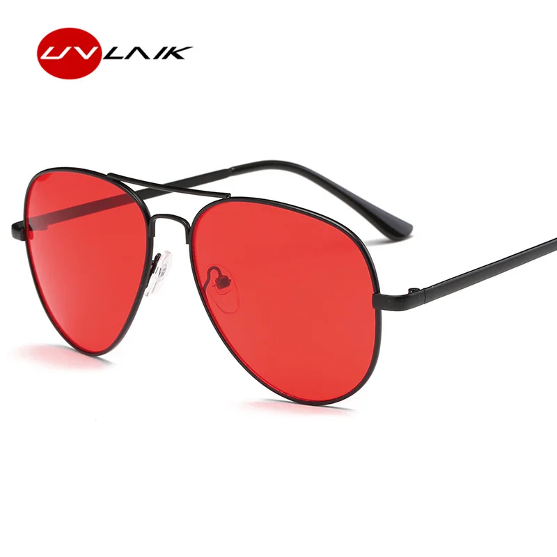 

UVLAIK Metal Wrap Sunglasses Men Retro Classic Designer Women Big Red Sunglasses Female Male Driving Sun Glasses UV400
