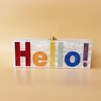 

2017 Personality Pink Pearl Acrylic Name Bag evening clutch bag Custom Letter acrylic hard box clutch handbag small party purs