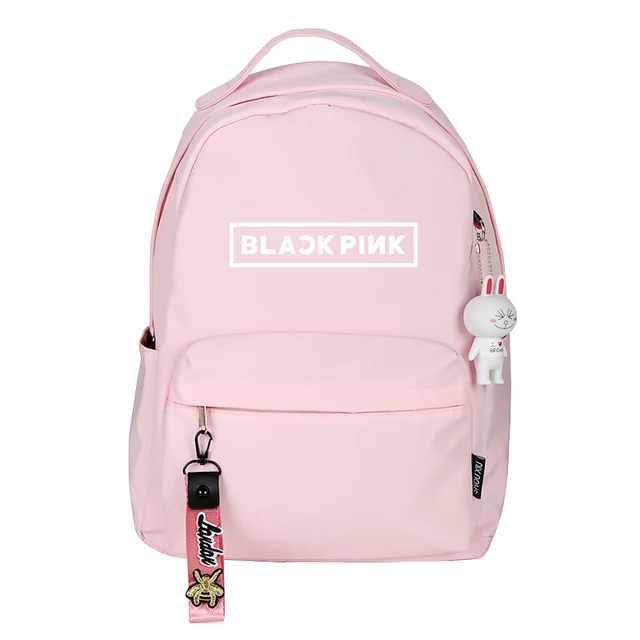 Korean BLACKPINK Design Fashion Women Pink Backpack Canvas Travel