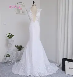 Vestido De Noiva 2019 пляжные свадебные платья Русалка Глубокий v-образный вырез развертки Поезд Кружева Винтаж свадебное платье Свадебные платья