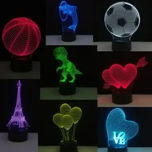 Детские игрушки светится в темноте 3D Визуальный иллюзионный светильник сердце любовь Эйфелева башня лампа для Хэллоуина Рождественский Декор подарки ко дню Святого Валентина