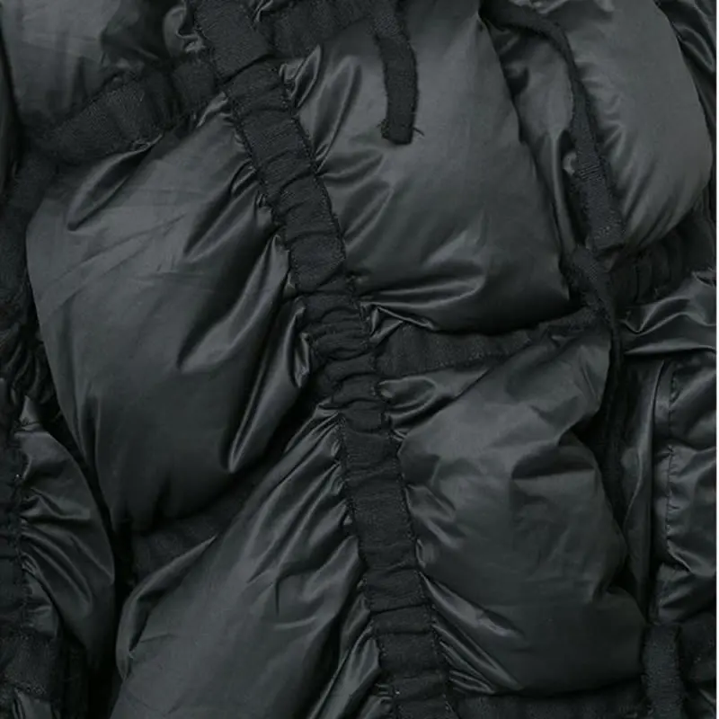 [XITAO] 2018 Winter Europe Fashion Women Stand Collar Full Sleeve Pleated White Duck Down Solid Color Thick Down Coat LYH1570