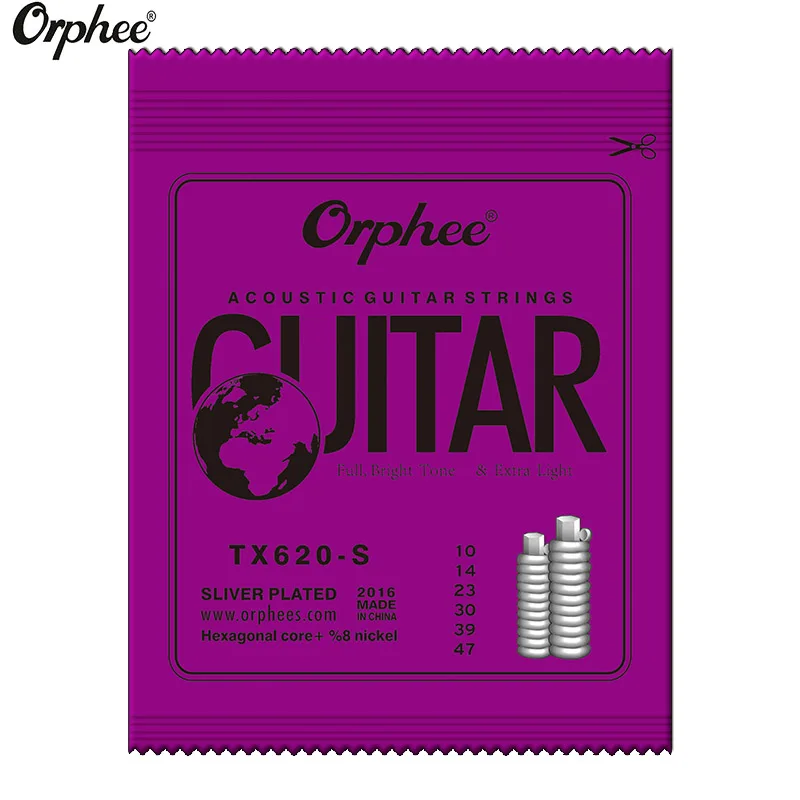 

Orphee 6Pcs/Set Acoustic Guitar String High-carbon Steel Silver Plated Anti-Rust Coat Wire Strings Guitar Accessorieds