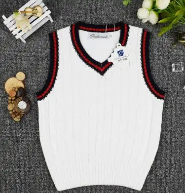 

Baby sweater school style autumn and winter boy sweater cotton V-neck sleeveless vest sweater