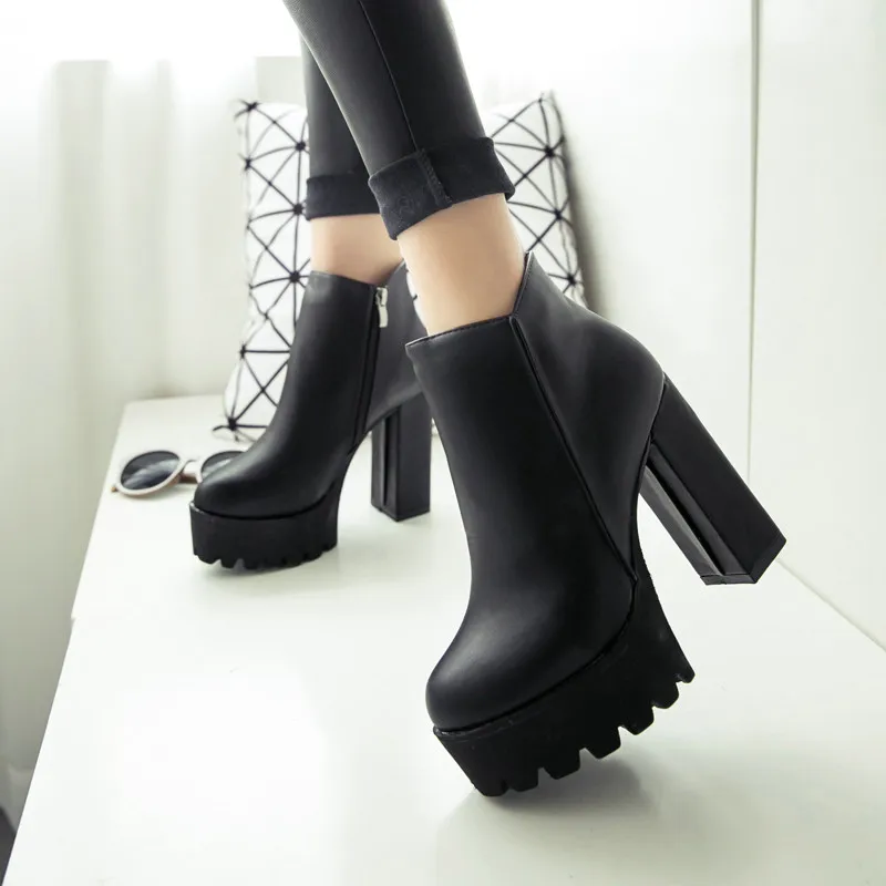 Las mujeres botas de invierno botas plataforma de tacones gruesos Punk  zapatos botines botas de tobillo envío gratis _ - AliExpress Mobile