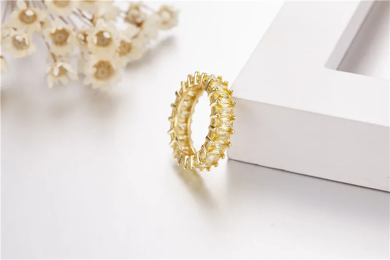 Брендовое Золотое ювелирное изделие, серебро 925 пробы, инкрустированное, полностью имитация бриллианта, CZ вечность, обручальное кольцо, обручальное кольцо с камнем, размер 5-10