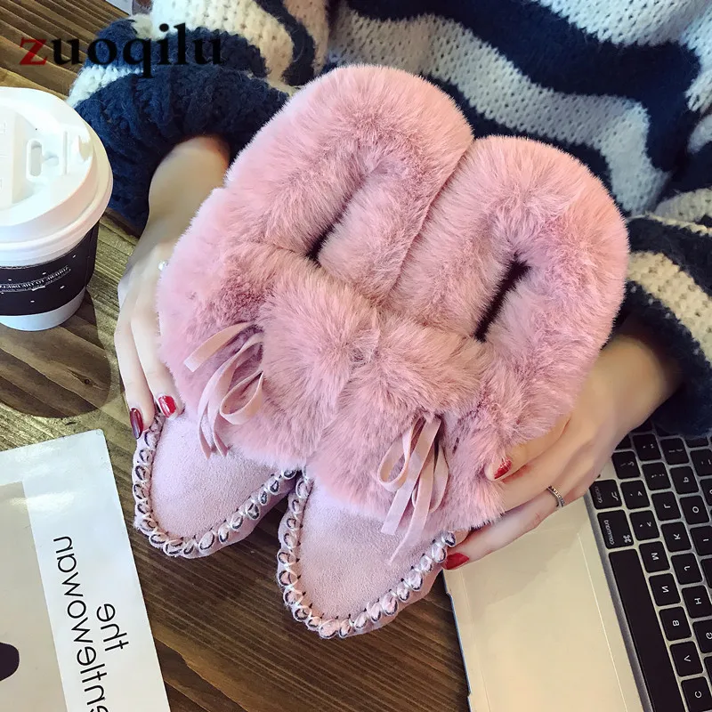 

Fashion Pink Women Boots Faux Suede Warm Ankle Boots Booties Round Toe Women Shoes winter snow boots warm ladies shoes