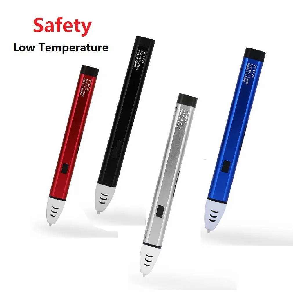 

4 Color 3D Drawing Pens With Free PCL Filament Low Temperature Safety For Holder Adjustable 3D Print Pens Best New Year Gift