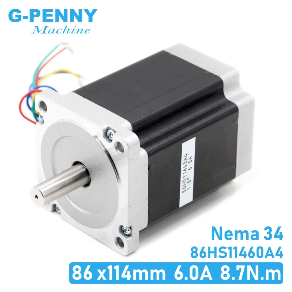 Шаговый двигатель NEMA 34 с ЧПУ 86x114 мм 8 7 N. m 6A D14 Nema34 шаговый 1240Oz in для гравировального