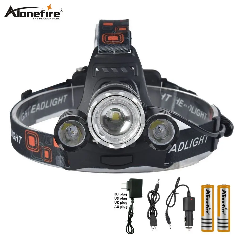 AloneFire HP23 8000Lm zoom Led headlight T6+2R5 headlamp or head