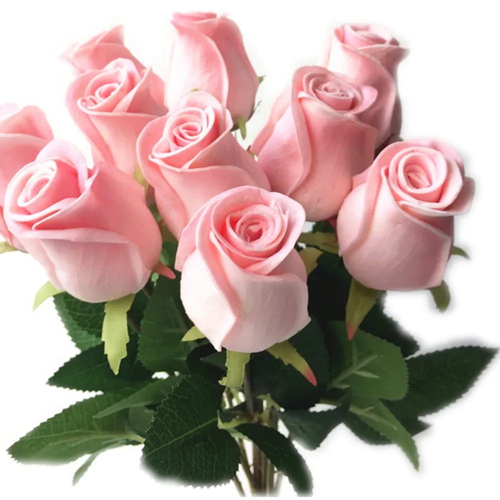 Искусственные цветы: роскошные розы. Размер 45 см - Цвет: Розовый