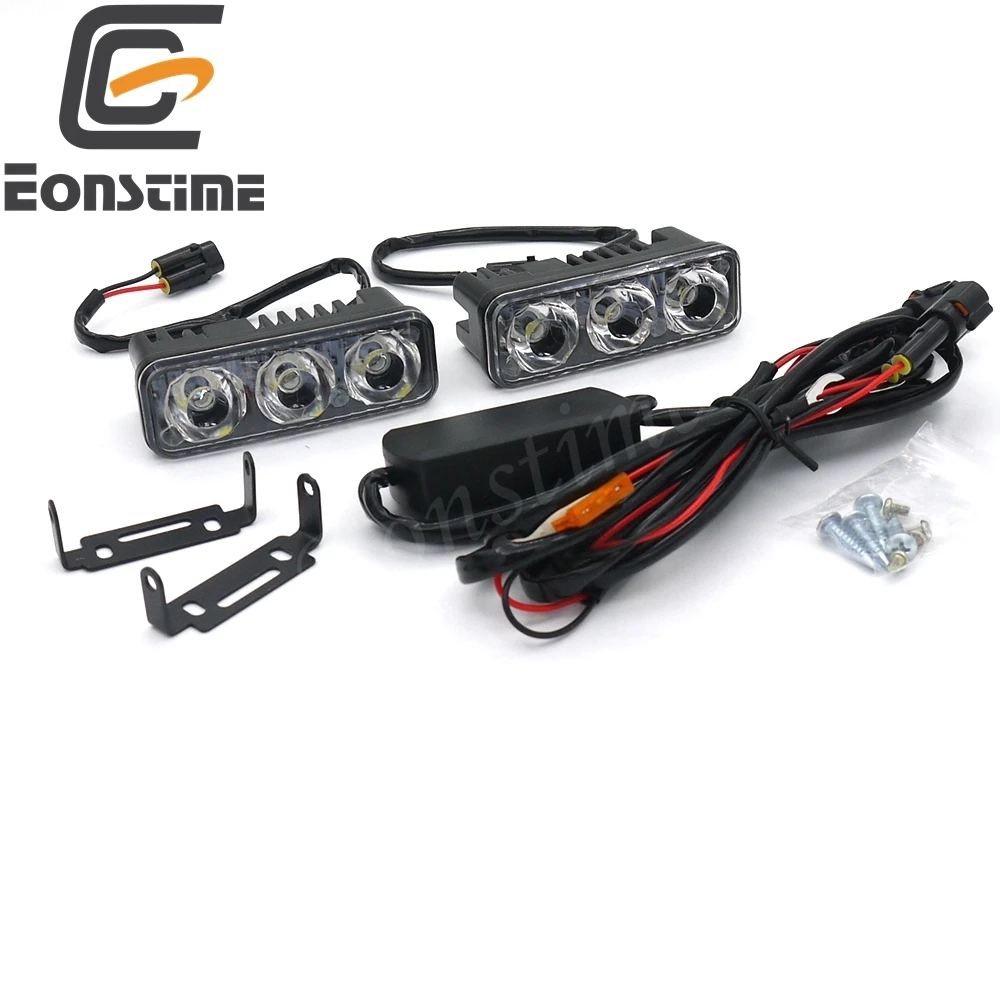 Eonstime 12 V/24 V DRL 3LED 4,5 W фары для автомобилей Водонепроницаемый дневные ходовые огни светильник Автомобильная Противо-Туманная лампа Алюминий объектив(эпистар) Выключите светильник s головной светильник s