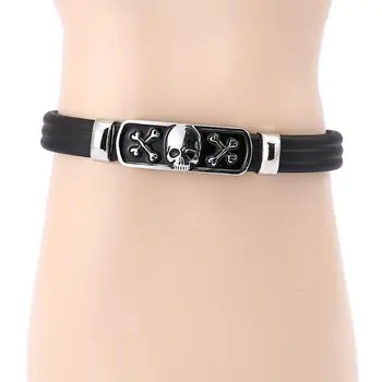 

10pcs/lot wholesale Punk Men's skull Bone shpae Bracelet silicone Chain Bracelets Bangles Skeleton Bracelet Fashion Men Jewelry