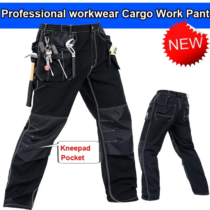 Bauskydd мужские прочные рабочие брюки из поликоттона с eva наколенниками черные рабочие брюки рабочая одежда carperner брюки мужские