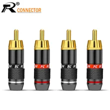 4pcs/2pairs Gold Plated RCA Connector RCA male plug adapter Video/Audio Wire Connector Support 6mm Cable black&red super fast 4pcs lot diy rca plug hifi goldplated audio cable rca male audio connector gold adapter for cable