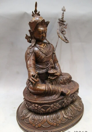 

bir 006992 16" Tibet Buddhism Collect Pure Bronze Guru Padmasambhava Rinpoche Buddha Statue