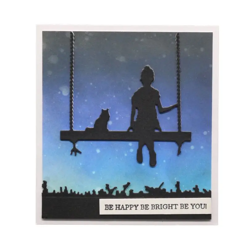 

Girl And Cat Metal Cutting Dies Stencil DIY Scrapbooking Album Stamp Paper Card Embossing Craft Decor Art
