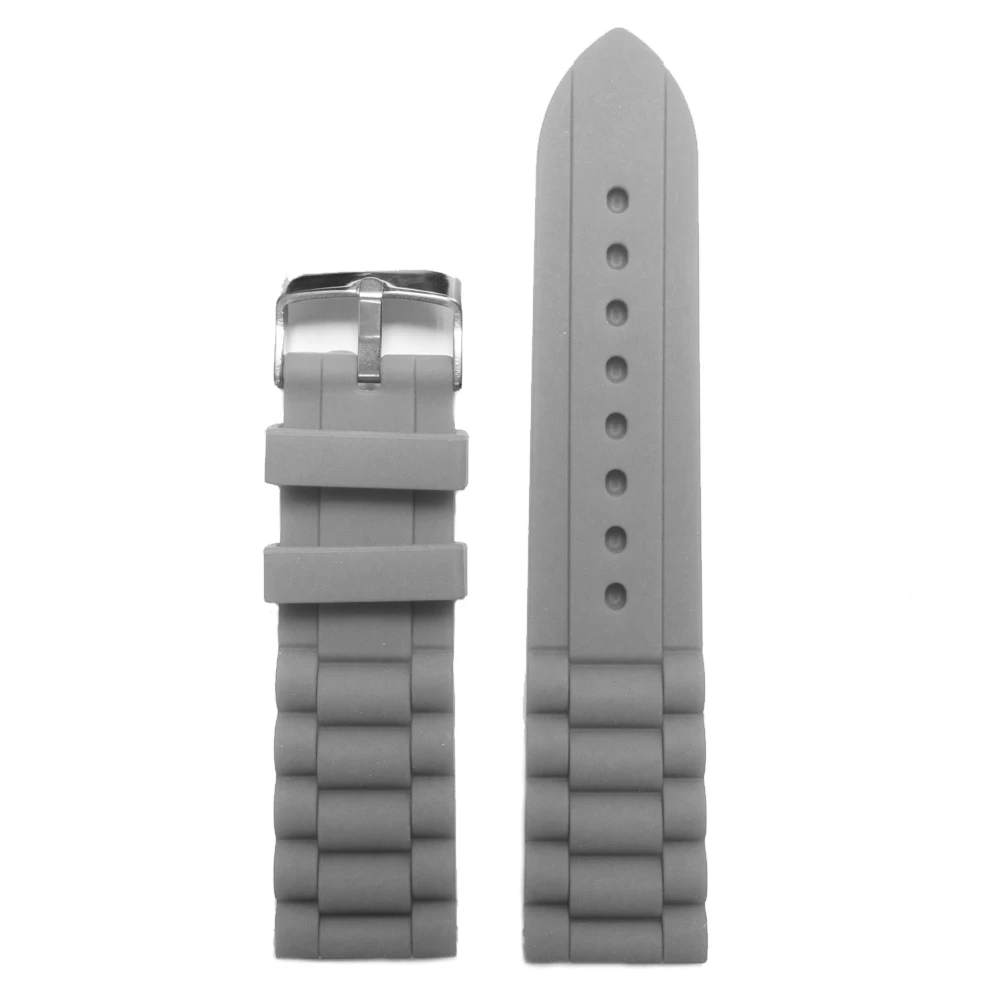 24mm Sporty Grey Silicone Jelly Rubber Men Watch Band Straps WB1002D24JB