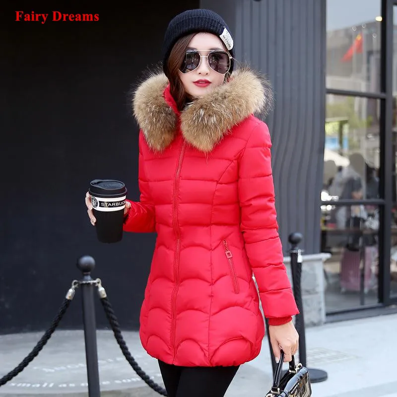 Made Of Goose Feather Woman Winter Coat Faux Fur Hooded Thick Warm Long Basic Jacket Plus Size