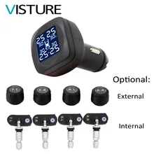 TPMS автомобильных шин Давление сигнализации Монитор Системы 4 внешних/внутренний Сенсор Температура сигнализации прикуривателя Visture T05W T05N