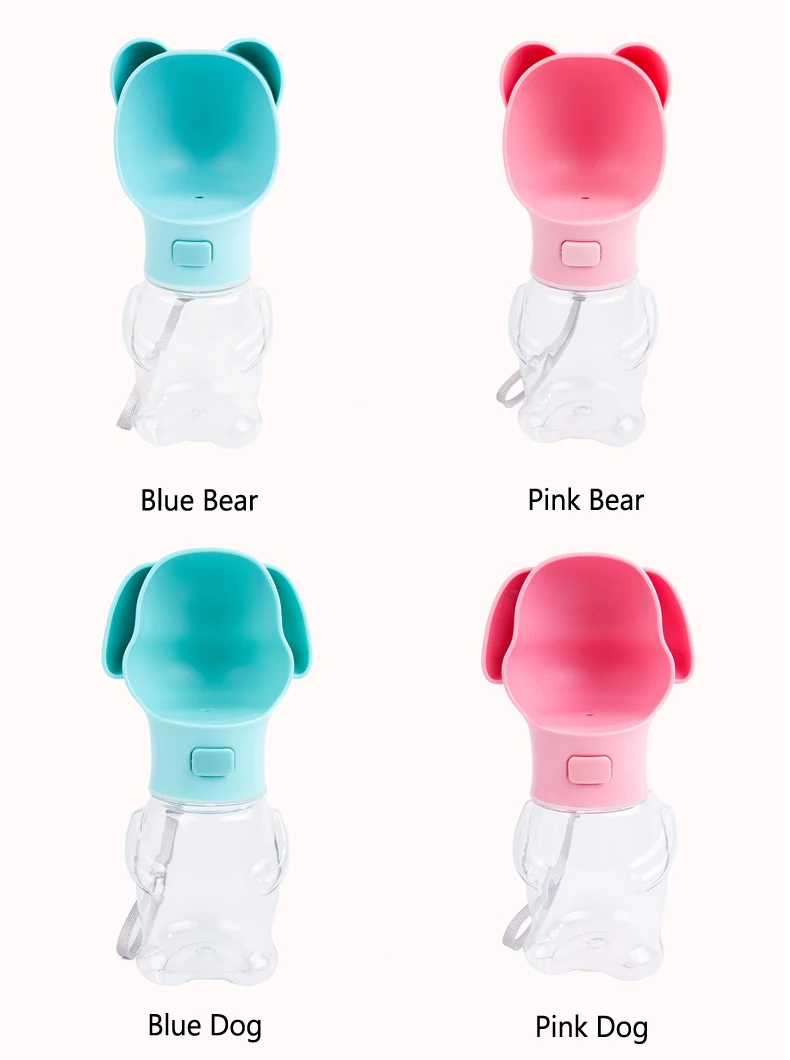 Pet Dog Cat Water Bottle Portable Travel Cups Lovely Cartoon Outdoor Feeder Water Drinking Bowl 550ML ABS Plastic Pet Supplies (3)
