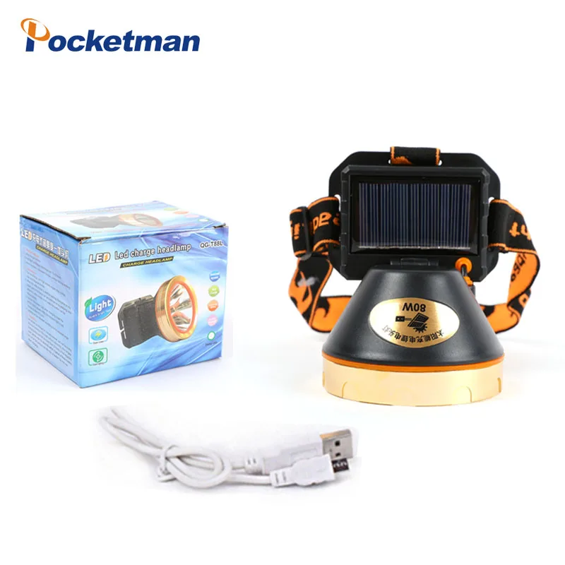 

Solar Energy USB Interface LED Headlamp Powerful Inside Rechargeable Battery Head Lamp Bike Torch for Camping Hunting Light